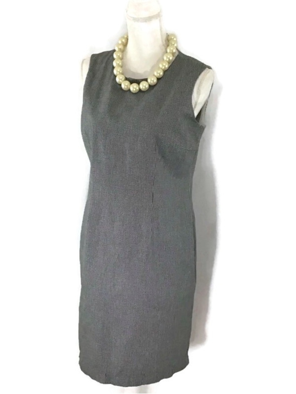 CASUAL CORNER VTG BLACK WHITE SLEEVELESS COTTON GINGHAM DRESS